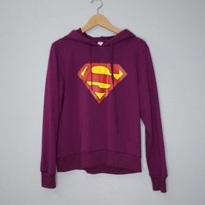 Superman Purple Pullover Hoodie Sweater Crop Fit
